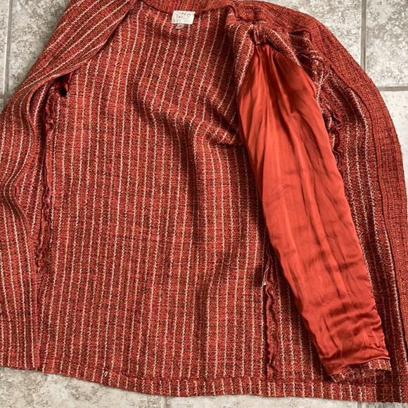 Zonda Nellis Tweed Woven art-to-wear Jacket button front Long Cardigan - Picture 16 of 16